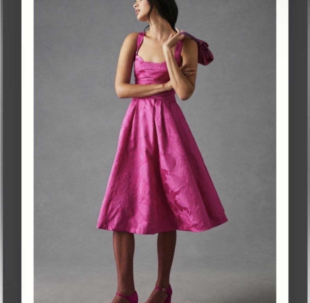 Maeve by Anthropologie Hot Pink Wedding Guest Dress Womens Size 14